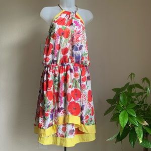 Jessica Simpson Floral Halter Dress Necklace M